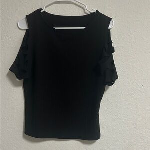 SHEIN Black Ruffle Sleeve Blouse